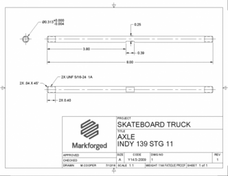 The mechanical drawing for the axle.