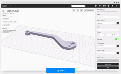 Layout your part in our 3D printer slicer and reinforce it for metal strength.