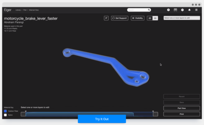 Use internal view in Eiger to select reinforced layers.