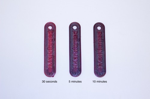 3D printed dyed parts with carbon fiber inside.