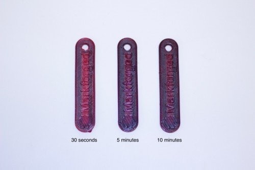 3D printed dyed parts with carbon fiber inside.