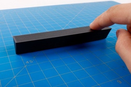 Also printed on 100% with no infill, the part warped almost insignificantly.
