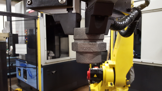 A gripper from Dixon Valve. The Onyx material provides wear resistance and lightweight fingers for gripping parts.