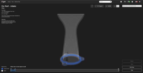 The air intake restrictor laid out in our Eiger software.
