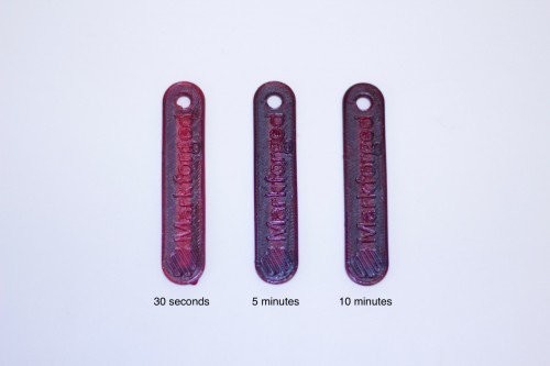 3D printed dyed parts with carbon fiber inside.