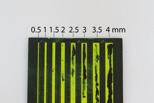 A unit test for engraving width. 0.5-1 mm width seemed to produce the best results.