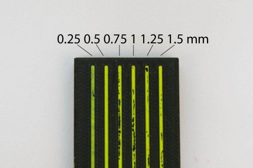 A unit test for engraving depth. 0.5 mm produced the best results.