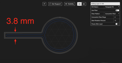 The minimum width for an extrusion is 3.8 mm.