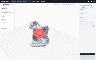 Eiger software slicing a 3D object
