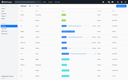 Status dashboard for connected 3D printers