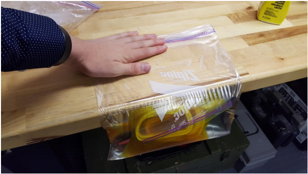 Markforged parts being dyed