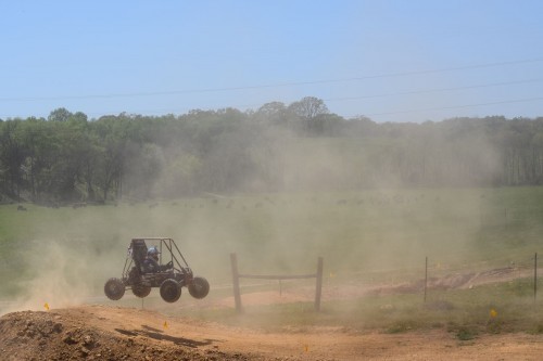 an Olin SAE Minibaja car goes airborne off a large jump in Tennessee